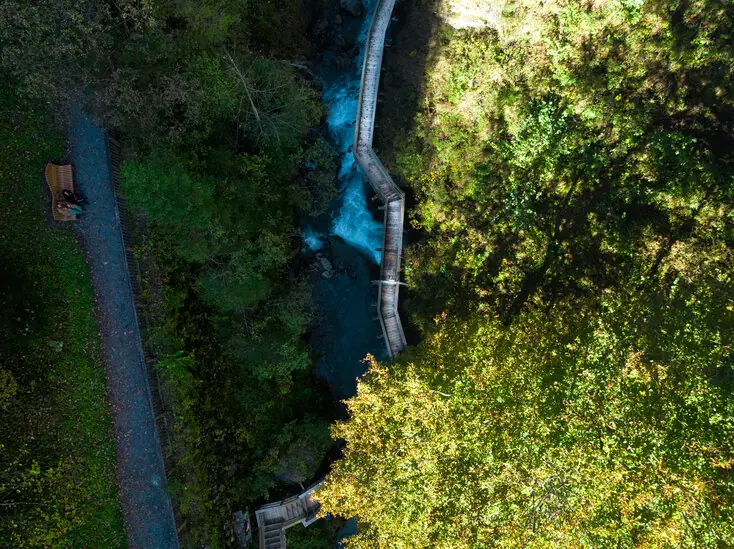 A view from above into the Sigmund Thun Gorge — Zell am See-Kaprun, Austria