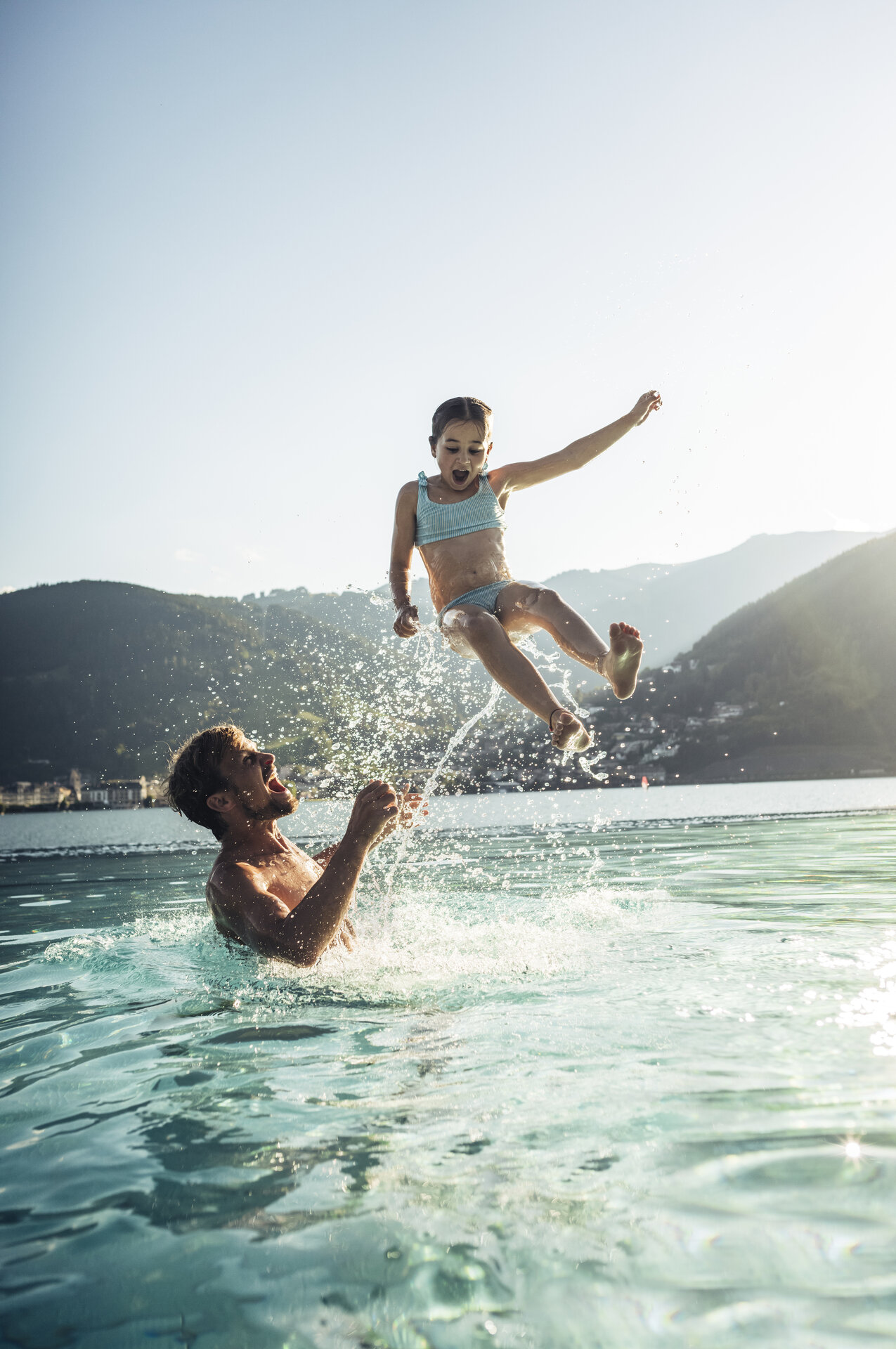 Fun in the water at the lido Thumersbach — Zell am See-Kaprun, Austria