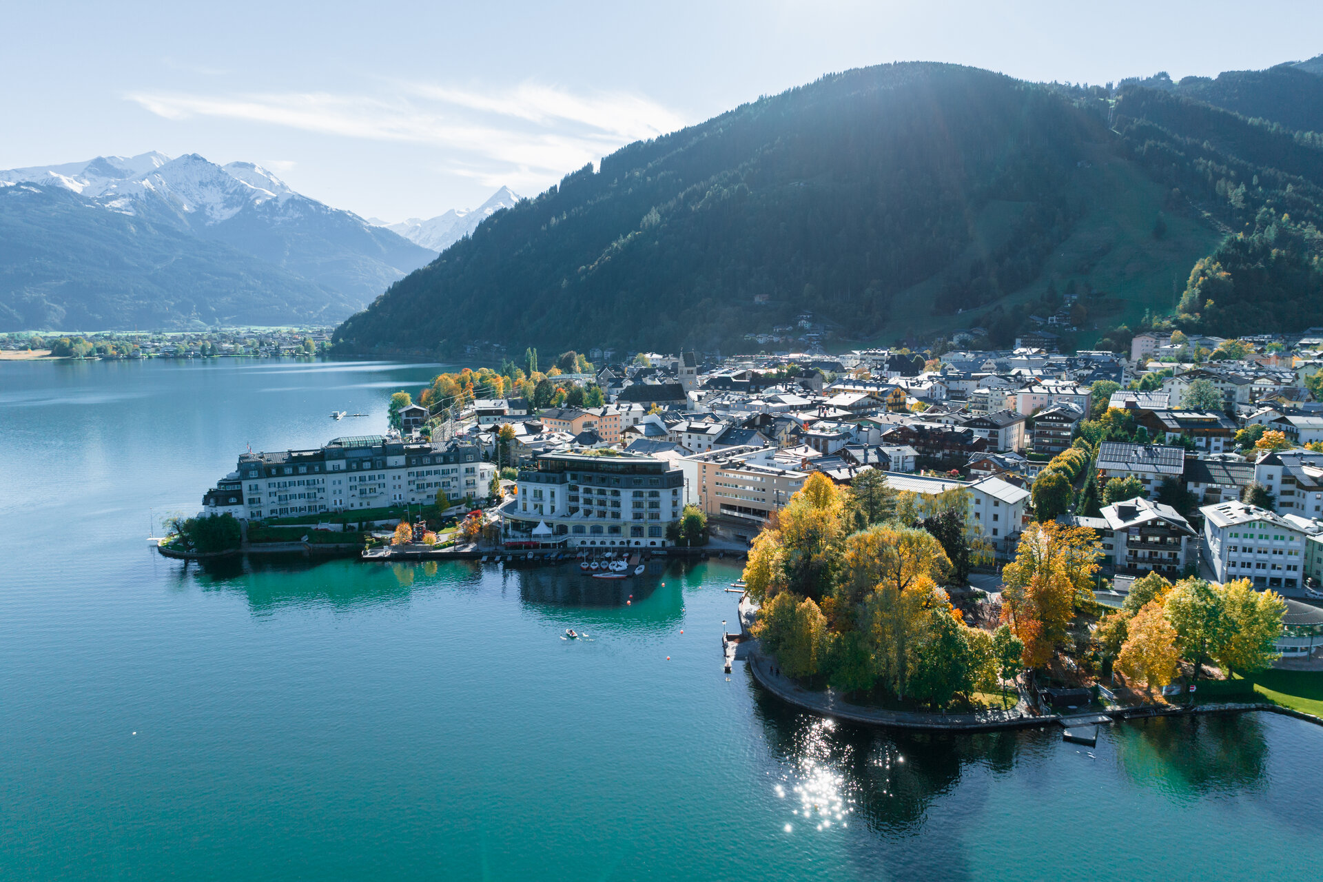 View of the centre of Zell am See in autumn
