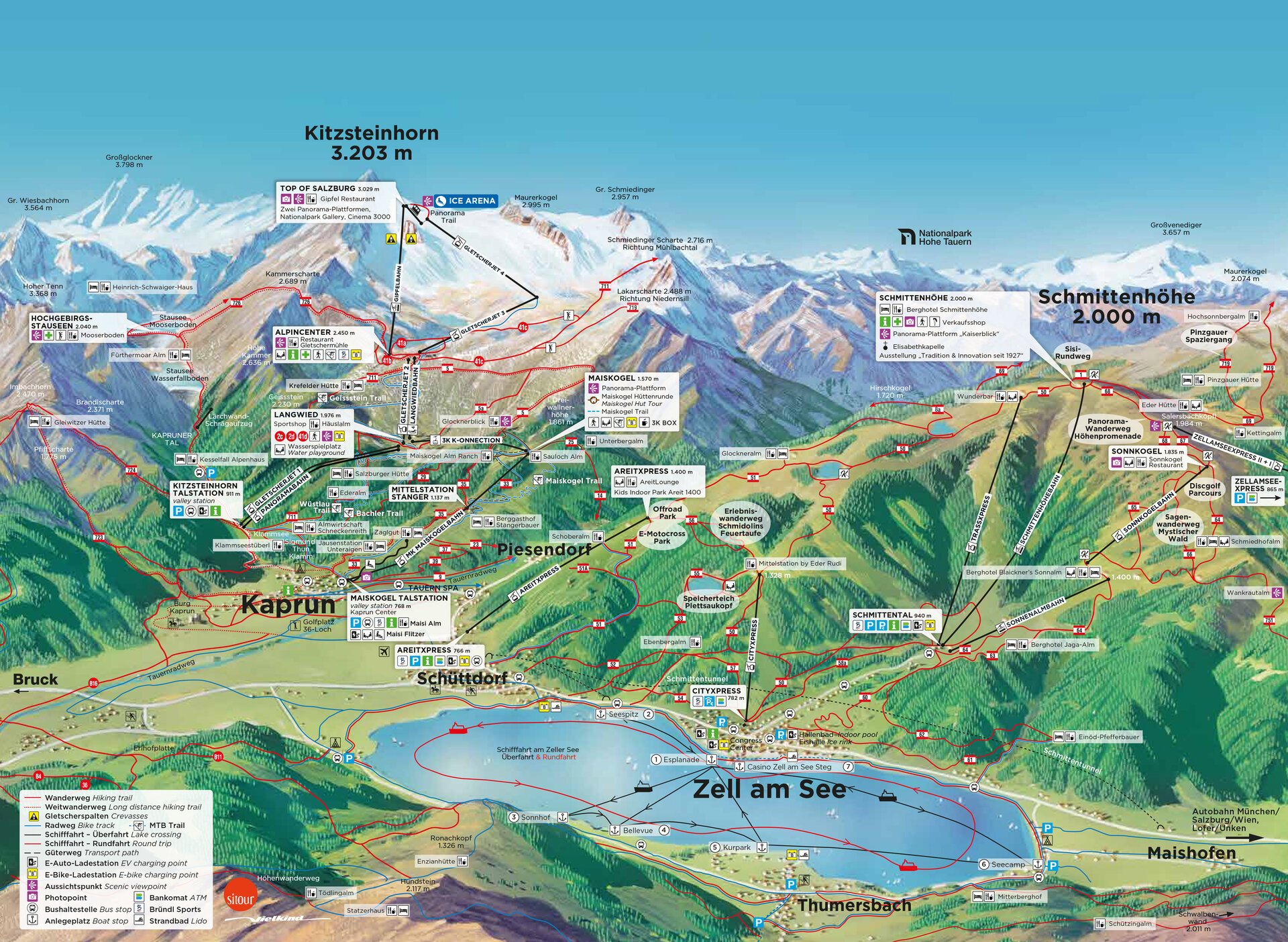 Regional panorama of Zell am See-Kaprun in summer
