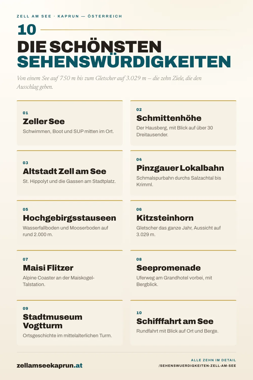 Infografik: Die 10 schönsten Sehenswürdigkeiten in Zell am See, die du nicht verpassen darfst