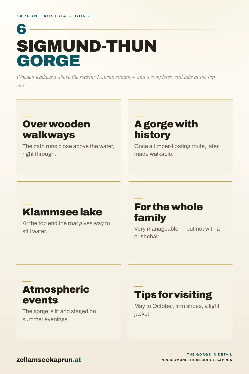Infographic: Sigmund-Thun Gorge in Kaprun – Hiking Through the Water Gorge