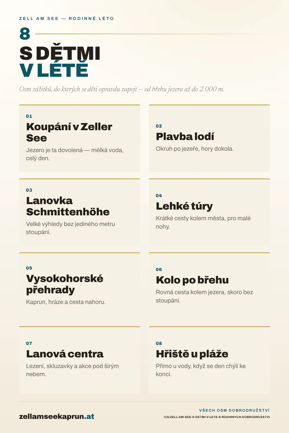 Infografika: Zell am See s dětmi v létě — 8 rodinných dobrodružství