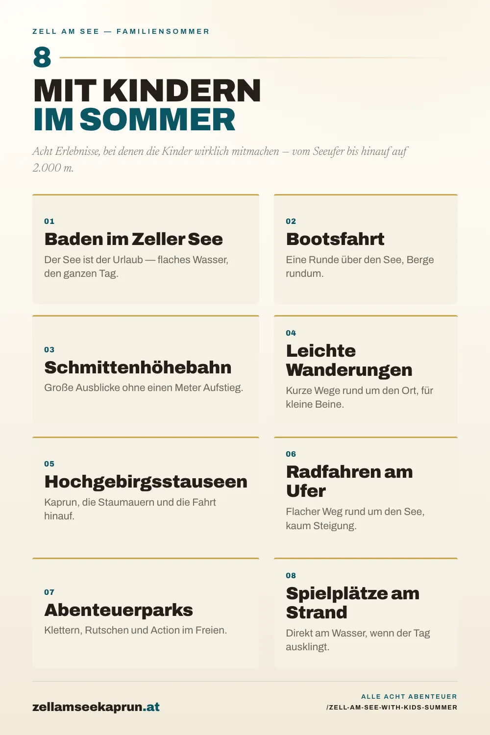Infografik: Zell am See mit Kindern im Sommer – 8 Familienabenteuer
