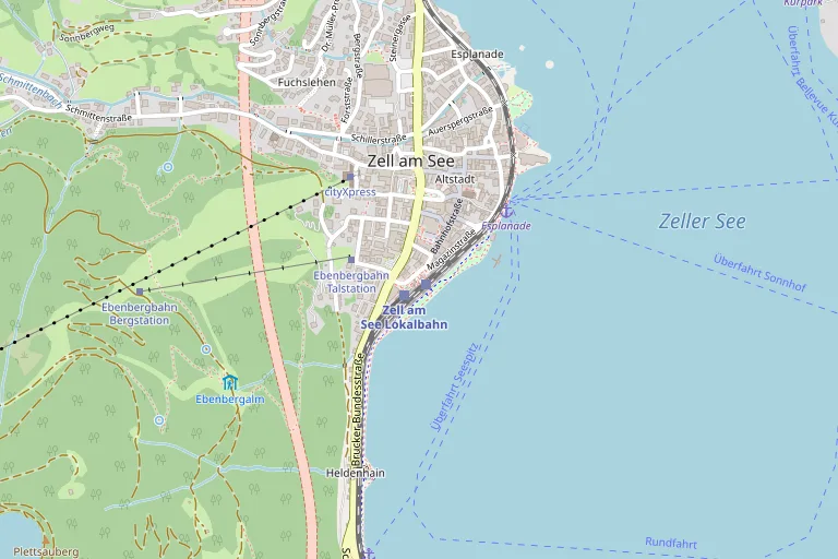 Mapa com a localização de Bahnhof Zell am See