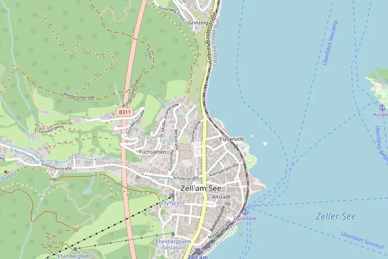 Mapa amb la ubicació de Eishalle Zell am See