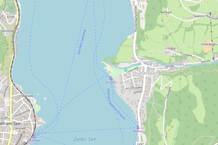 Mapa com a localização de Strandbad Thumersbach
