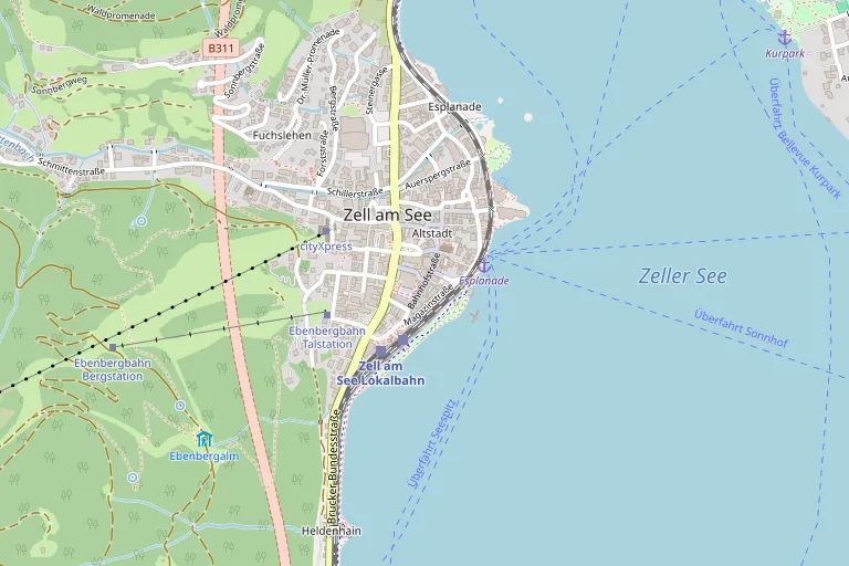 Mapa amb la ubicació de Fussgaengerzone Zell am See
