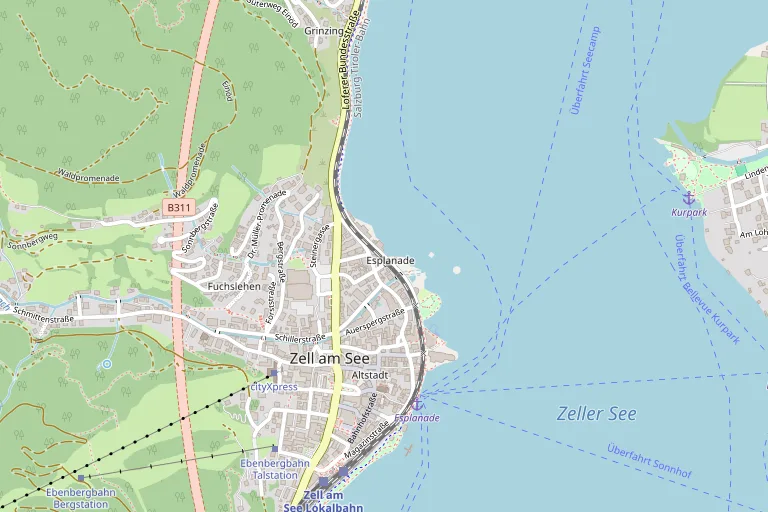 Map showing the venue Pinzga Bräu am See