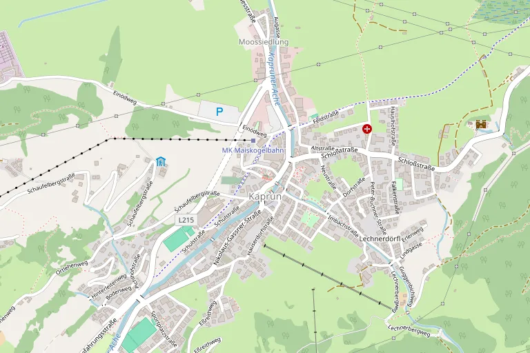 Mapa com a localização de Kirche Kaprun